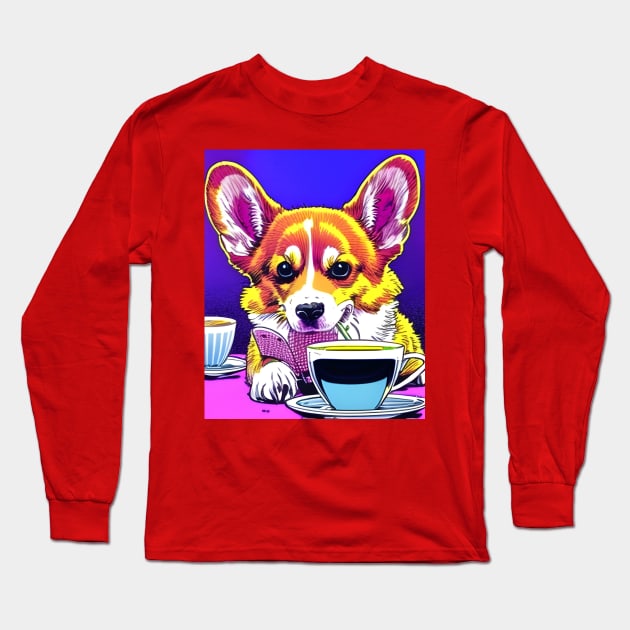 Corgi And Coffee Long Sleeve T-Shirt by Megaluxe 